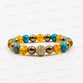 Wealth - Yellow Citrine Pyrite and Blue Turquoise